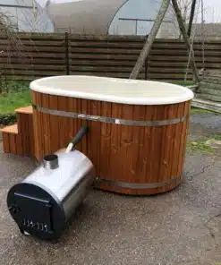 2 személyes ofuro ovális üvegszálas külső kályhás dézsafürdő-11