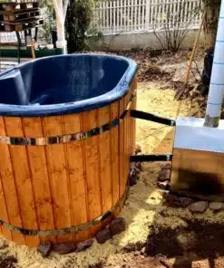 2 személyes ofuro ovális üvegszálas külső kályhás dézsafürdő