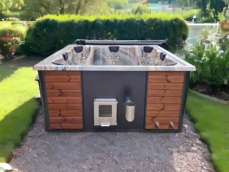 GRANDE 8 SZEMÉLYES NÉGYSZÖGLETES AKRIL DÉZSAFÜRDŐ INTEGRÁLT KÁLYHÁVAL 8 Grande 8 személyes akril dézsafürdő integrált kályhával-1