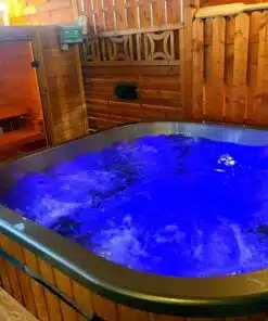 Malibu akril dézsafürdő külső kályhával