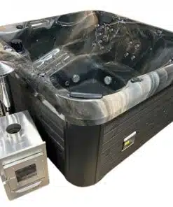 Opal 6 személyes prémium négyszög alakú akril dézsafürdő külső fatüzelésű kályhával