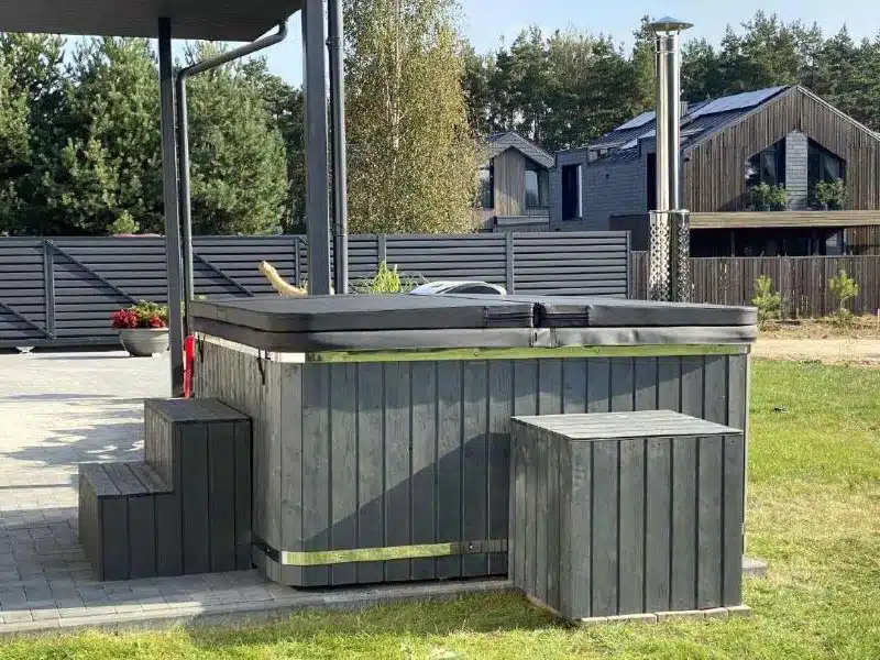 Palermo négyszögletes 8 személyes üvegszálas dézsafürdő integrált kályhával 5 Palermo négyszögletes 8 személyes üvegszálas dézsafürdő integrált kályhával 2