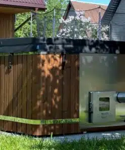 Palermo négyszögletes 8 személyes üvegszálas dézsafürdő integrált kályhával