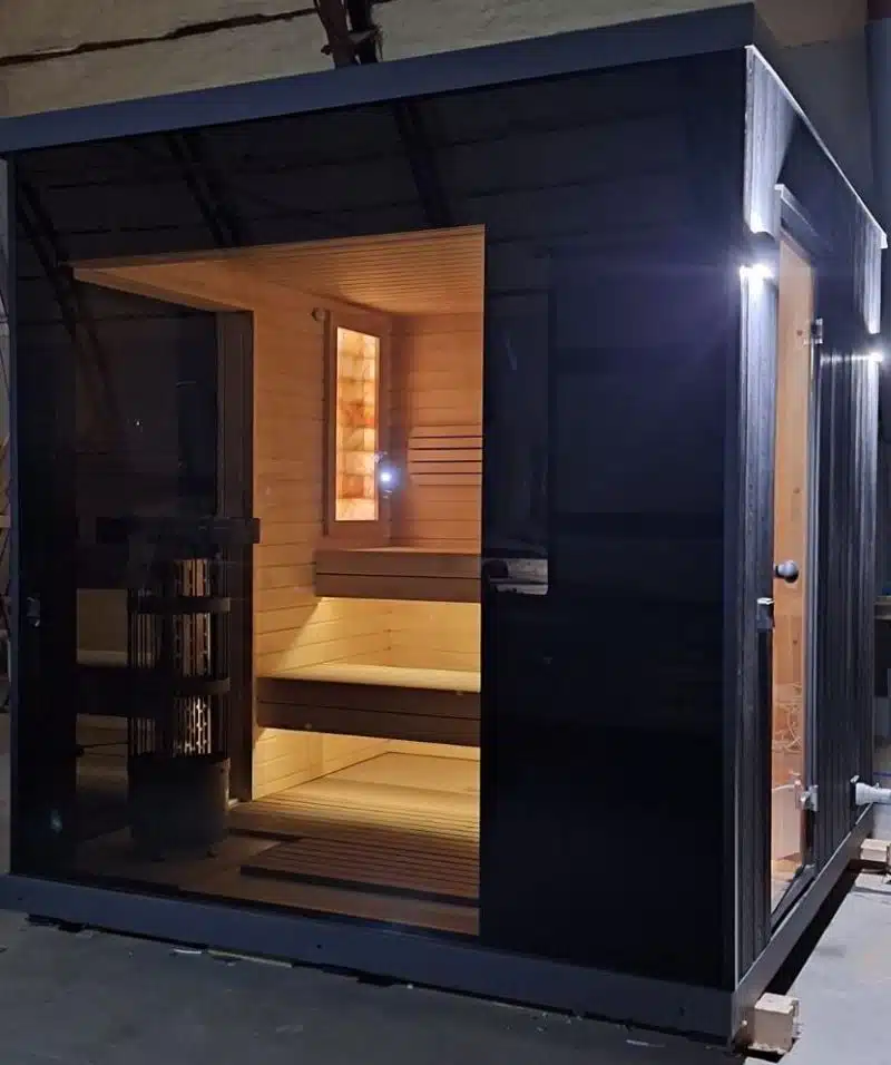 ÉDEN 4 személyes szauna HIMALÁJA sóval, WPC külső borítással 1 ÉDEN 4 személyes szauna HIMALÁJA sóval, WPC külső borítással