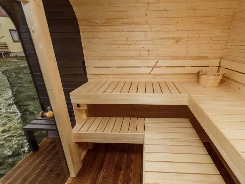 MANGA 4-6 személyes szauna elektromos kályhával, kétszintes padokkal 12 MANGA 4-6 személyes szauna elektromos kályhával, kétszintes padokkal 12