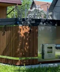 Palermo SÓZHATÓ négyszögletes 8 személyes üvegszálas dézsafürdő integrált kályhával 3