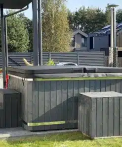 Palermo SÓZHATÓ négyszögletes 8 személyes üvegszálas dézsafürdő integrált kályhával 4