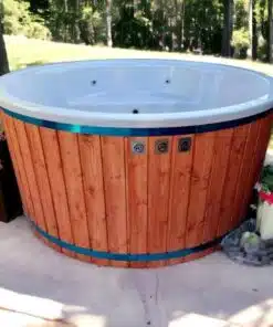 LUX IN SÓZHATÓ 5 személyes INTEGRÁLT KÁLYHÁS PRÉMIUM AKRIL dézsafürdő szürke vagy fehér betéttel