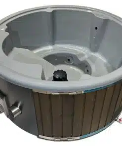 MEGÚJULT LUX IN 5 személyes SÓZHATÓ INTEGRÁLT KÁLYHÁS PRÉMIUM AKRIL dézsafürdő szürke vagy fehér betéttel