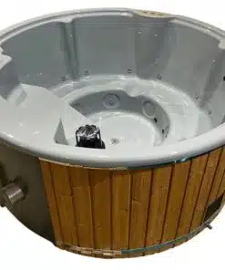 MEGÚJULT LUX IN 5 személyes SÓZHATÓ INTEGRÁLT KÁLYHÁS PRÉMIUM AKRIL dézsafürdő szürke vagy fehér betéttel 3