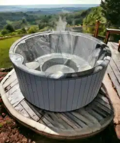 MEGÚJULT LUX IN 6 személyes SÓZHATÓ KÜLSŐ KÁLYHÁS PRÉMIUM MÁRVÁNY AKRIL dézsafürdő MÁRVÁNY betéttel 5