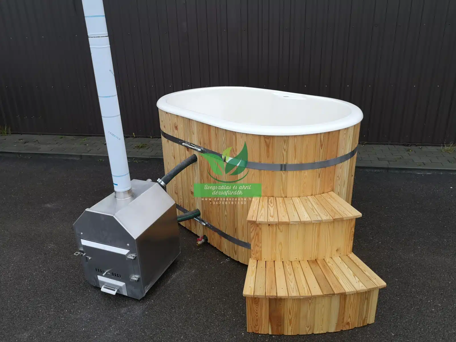 2 személyes OFURO (OVÁLIS) üvegszálas dézsafürdő külső kályhával 12 2 személyes OFURO (OVÁLIS) üvegszálas dézsafürdő külső kályhával