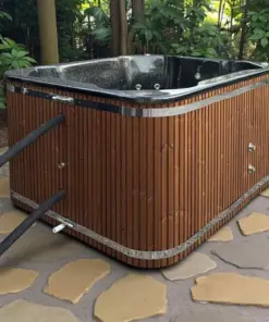 ZANZIBAR 6 személyes​ GLITTERES üvegszálas dézsafürdő KÜLSŐ KÁLYHÁVAL, WELLNESS csomagban