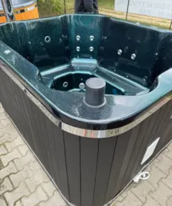 ZANZIBAR 6 személyes​ GLITTERES üvegszálas dézsafürdő KÜLSŐ KÁLYHÁVAL, WELLNESS csomagban